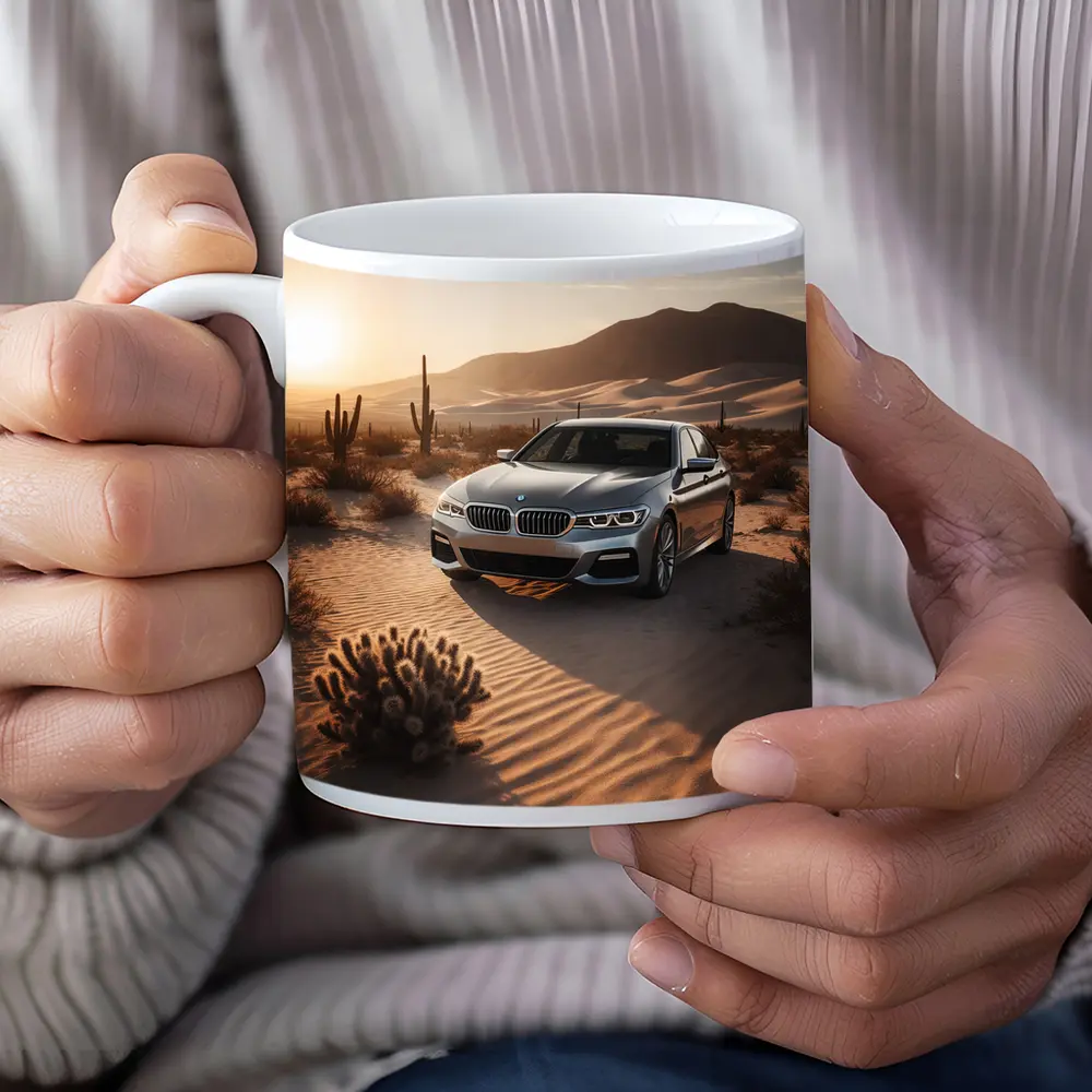 BMW 5 Series Silver Sedan Desert Sunset – Mugs