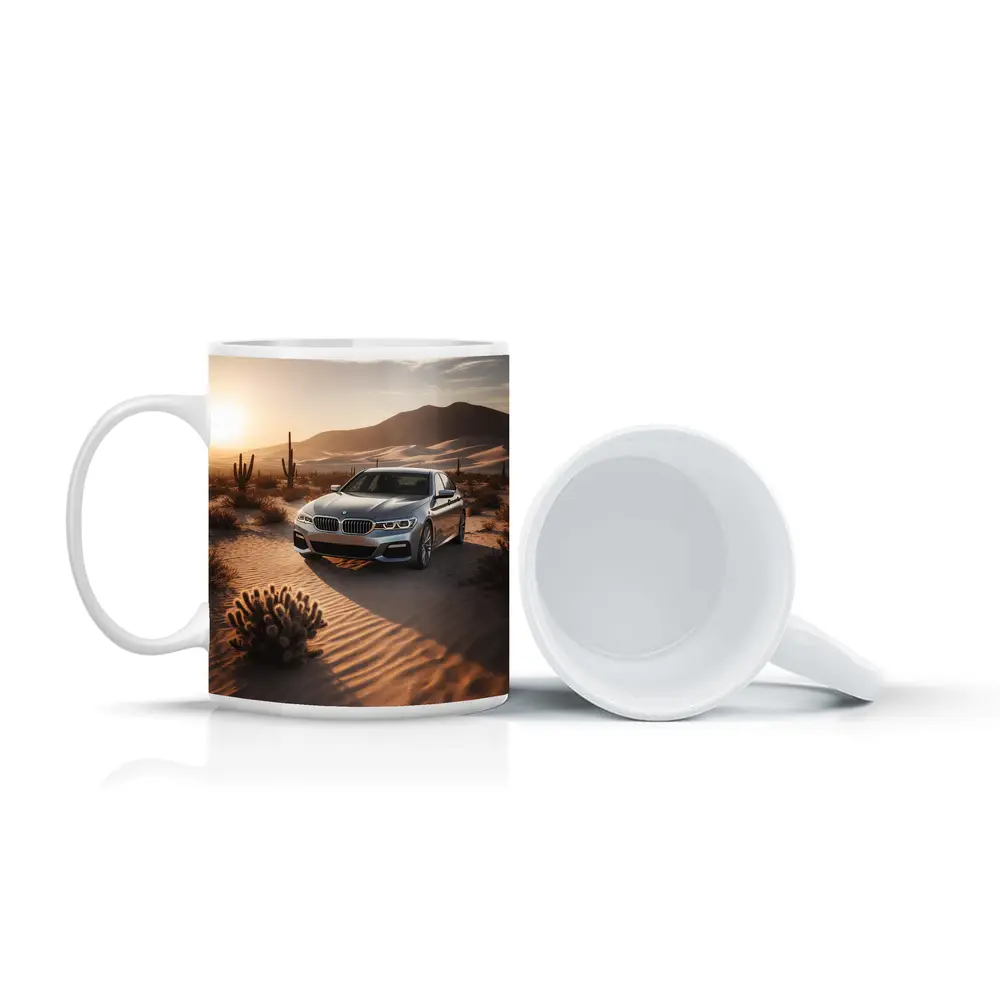 BMW 5 Series Silver Sedan Desert Sunset – Mugs