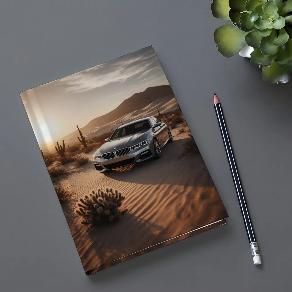 BMW 5 Series Silver Sedan Desert Sunset – Notebooks