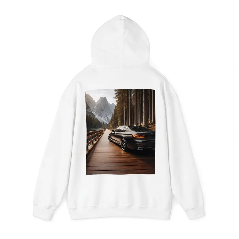 BMW 7 Series On Mountain Wooden Bridge – Hoodies