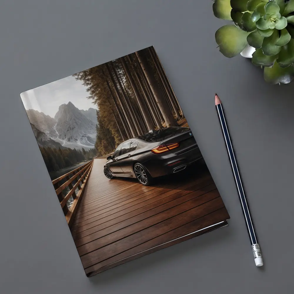 BMW 7 Series On Mountain Wooden Bridge – Notebooks