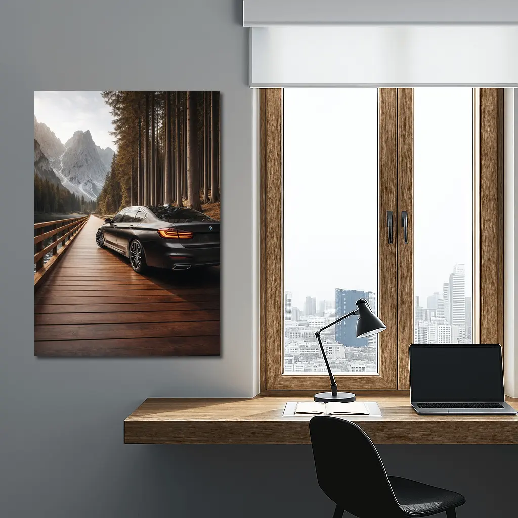 BMW 7 Series On Mountain Wooden Bridge – Wall Art
