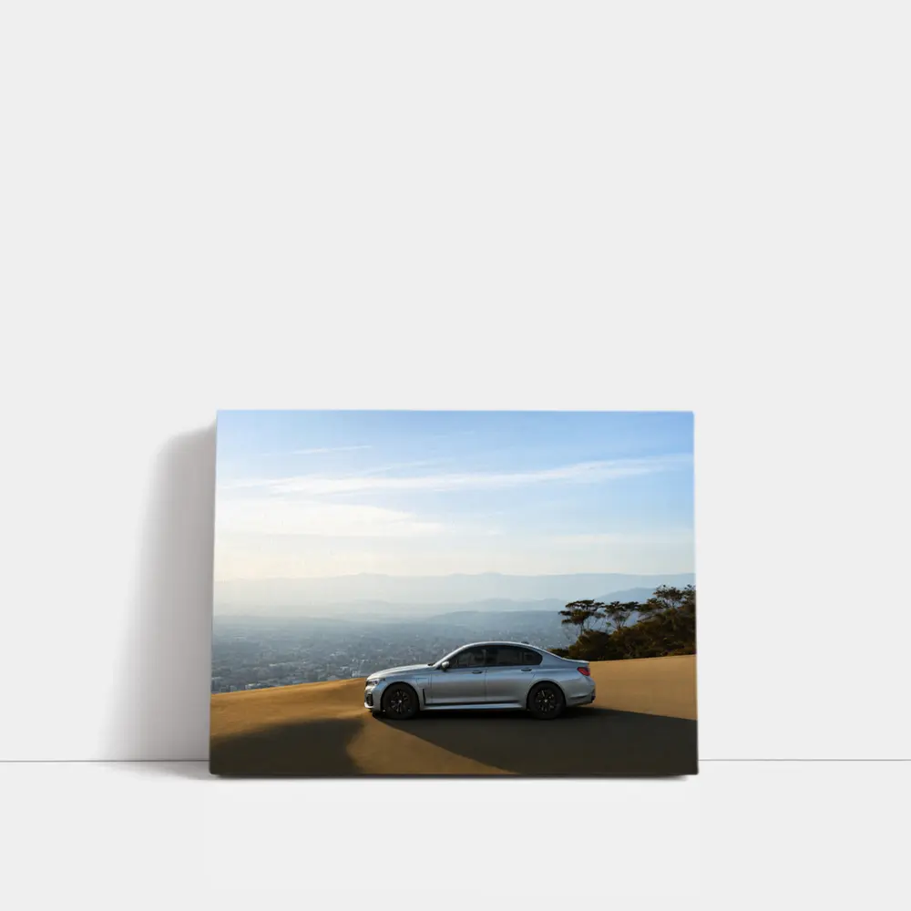 BMW 7 Series Silver Sedan City Overlook – Wall Art