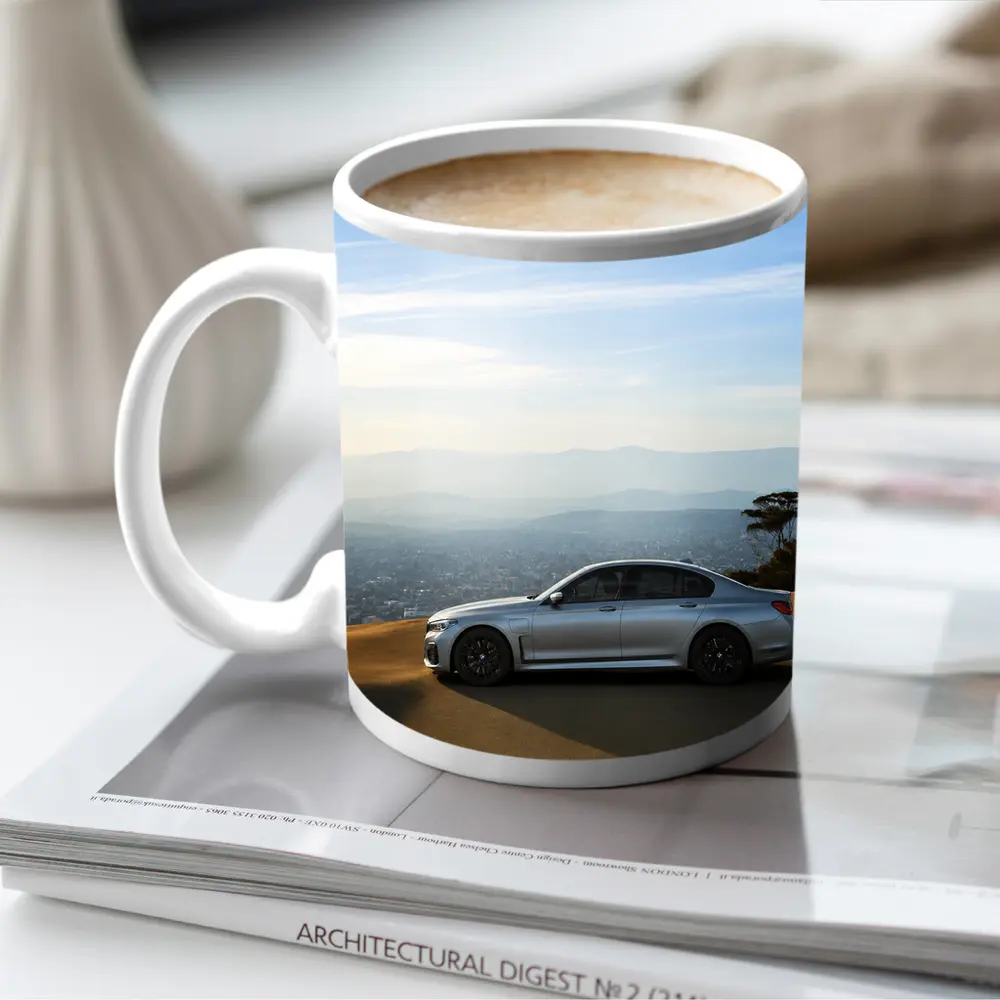 BMW 7 Series Silver Sedan City Overlook – Mugs