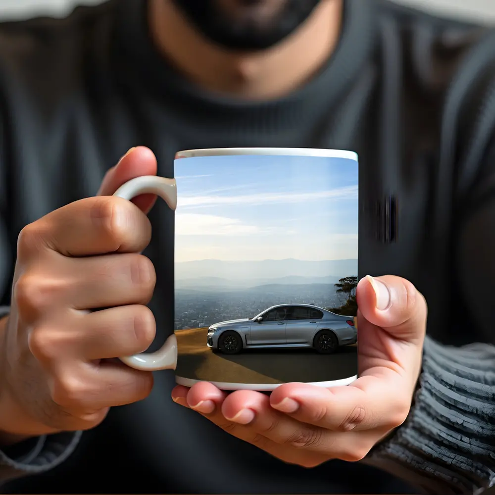 BMW 7 Series Silver Sedan City Overlook – Mugs