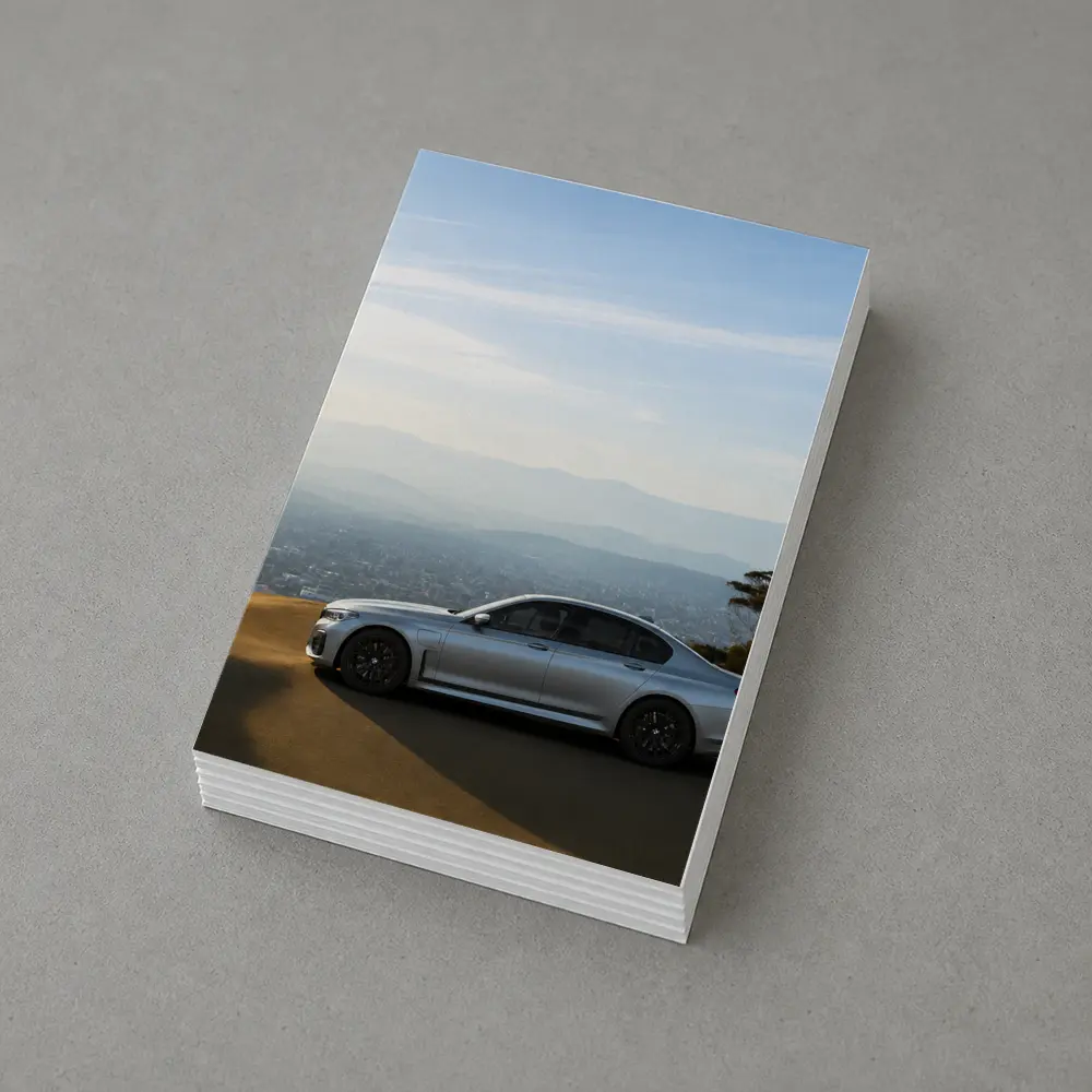 BMW 7 Series Silver Sedan City Overlook – Postcards