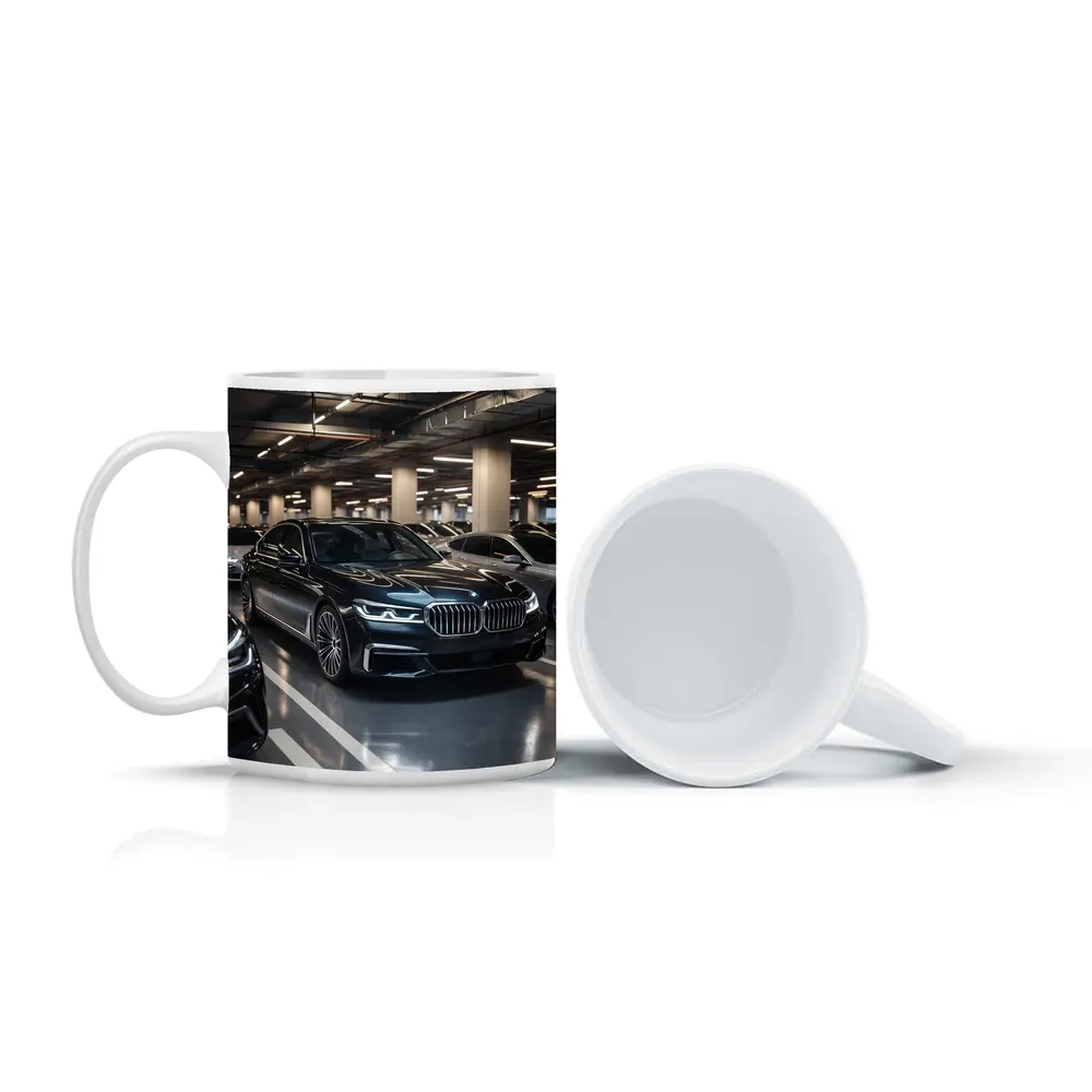 BMW Seven Series Black Sedan Parking Garage – Mugs