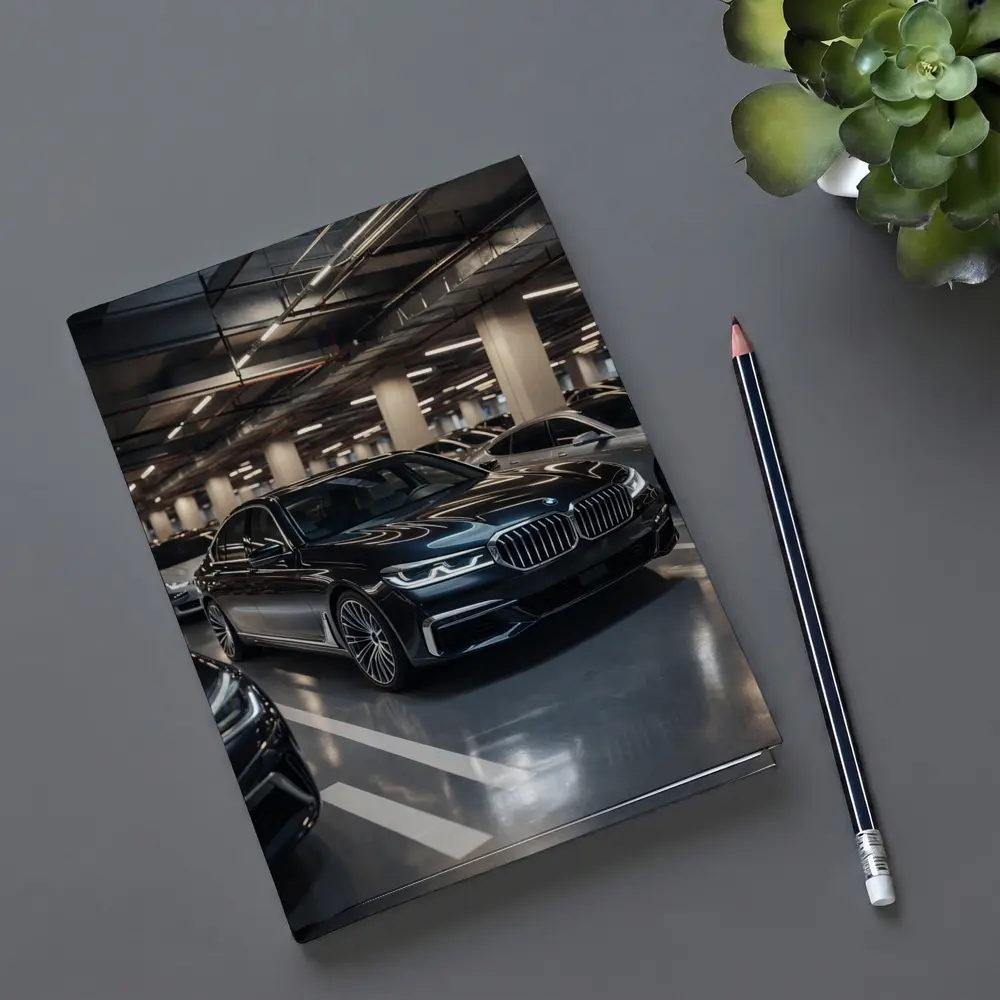 BMW Seven Series Black Sedan Parking Garage – Notebooks
