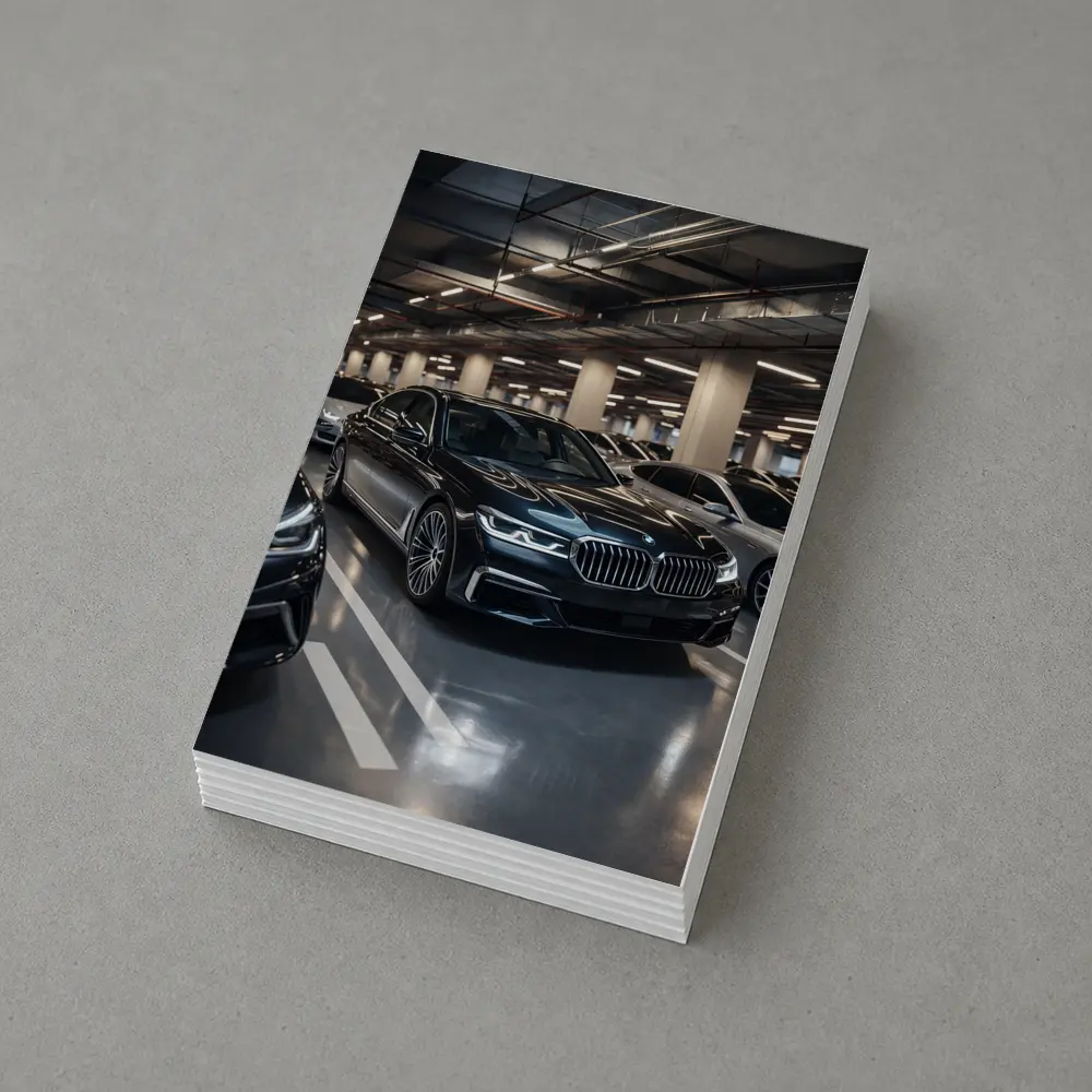 BMW Seven Series Black Sedan Parking Garage – Postcards