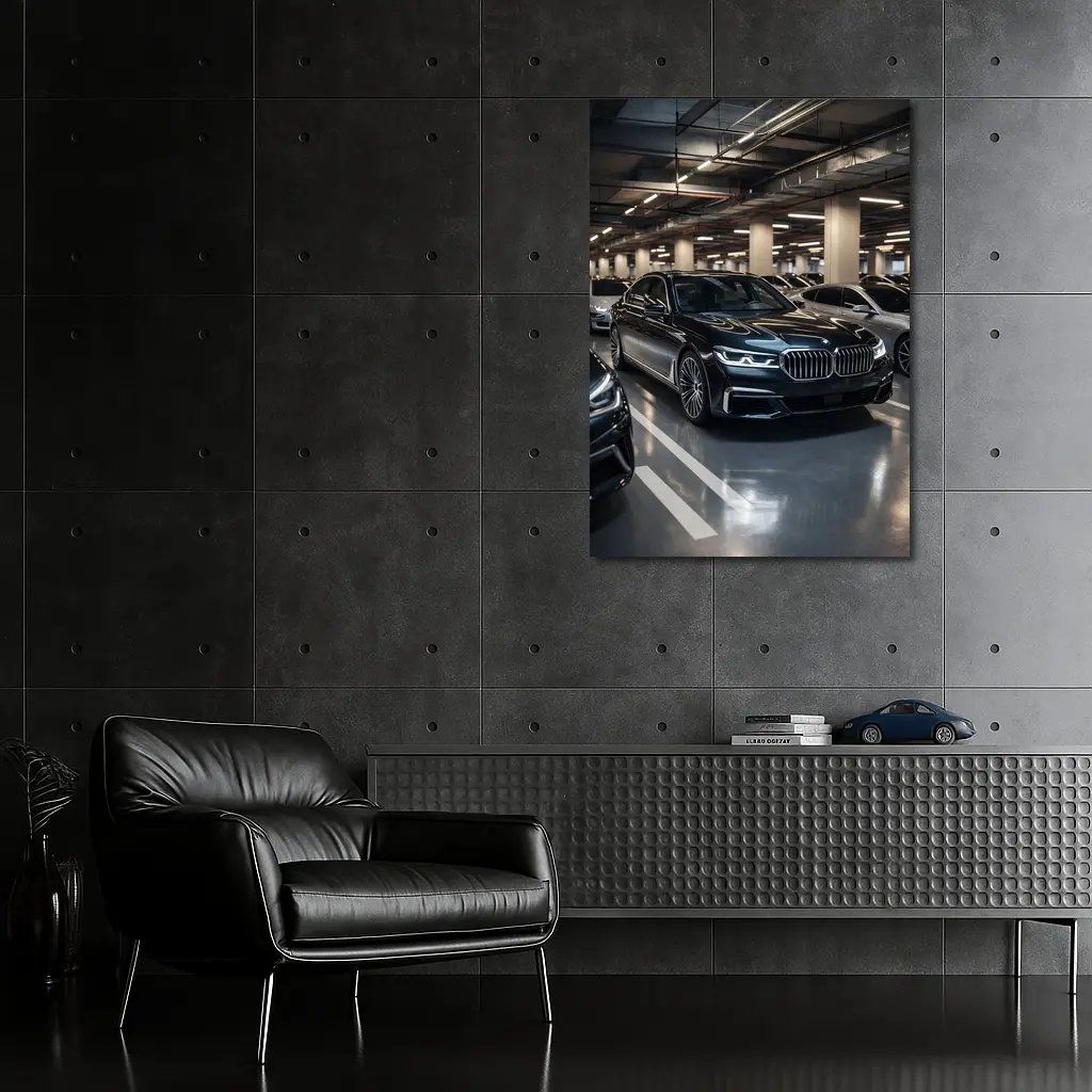 BMW Seven Series Black Sedan Parking Garage – Wall Art