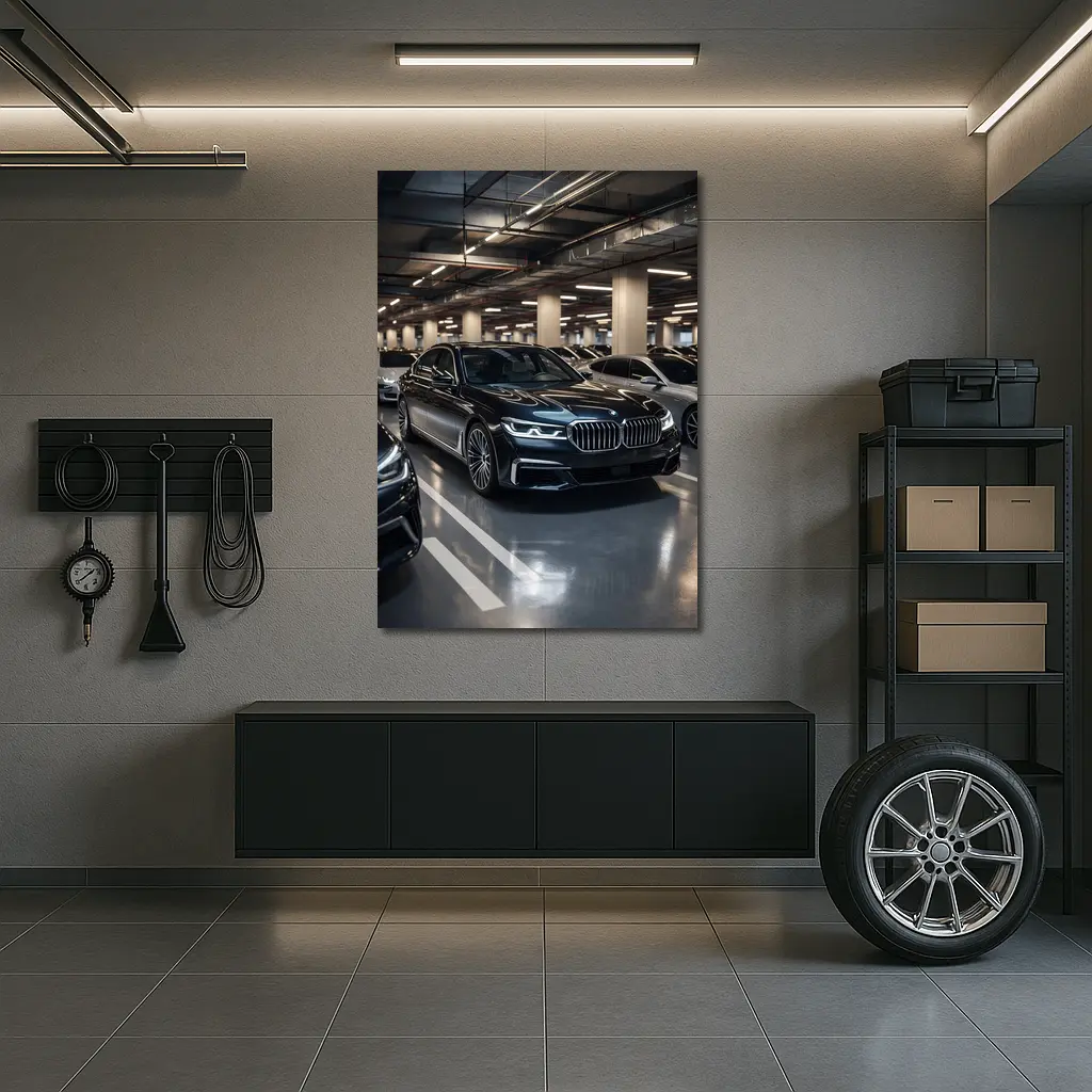 BMW Seven Series Black Sedan Parking Garage – Wall Art