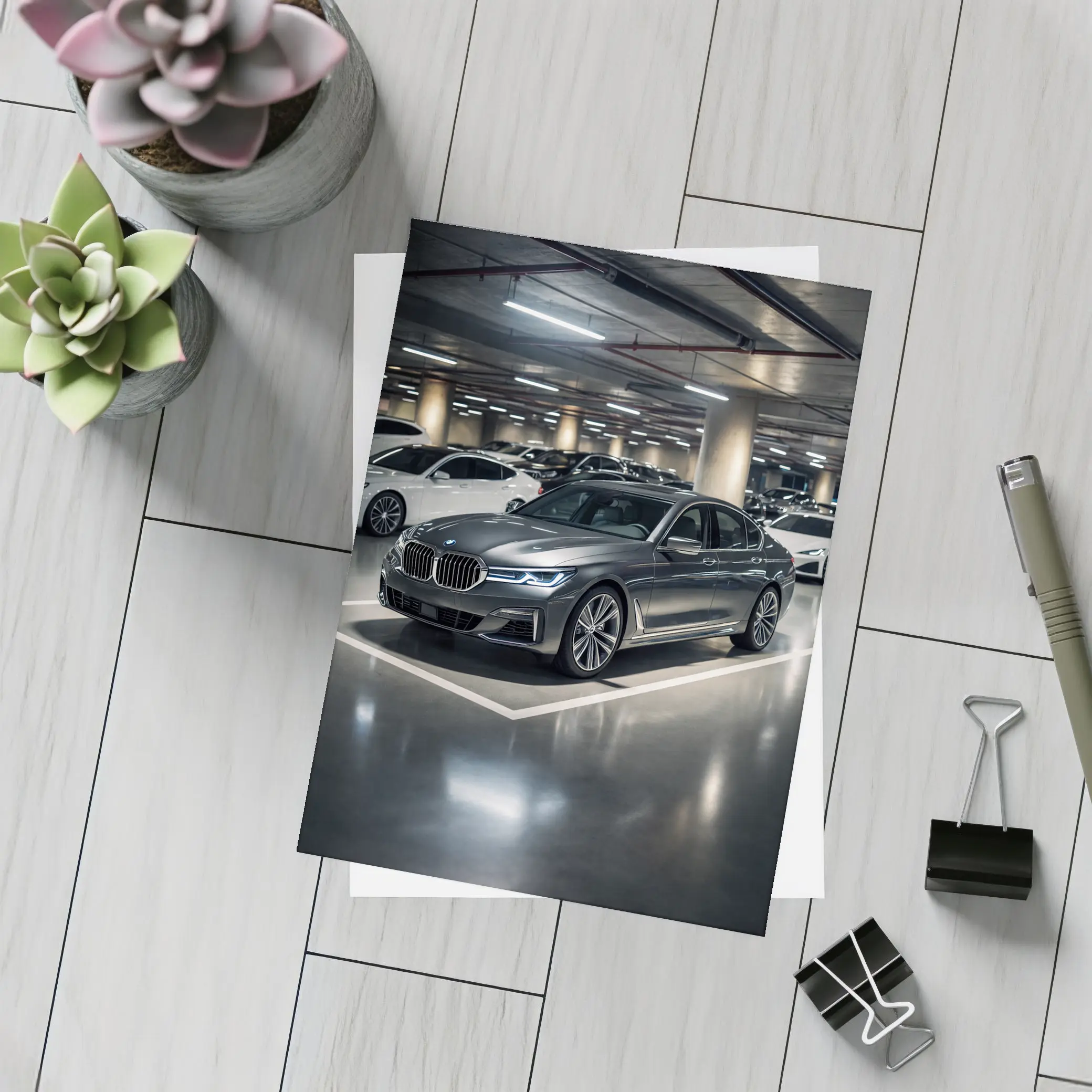 BMW Seven Series Parked In Underground Garage – Postcards