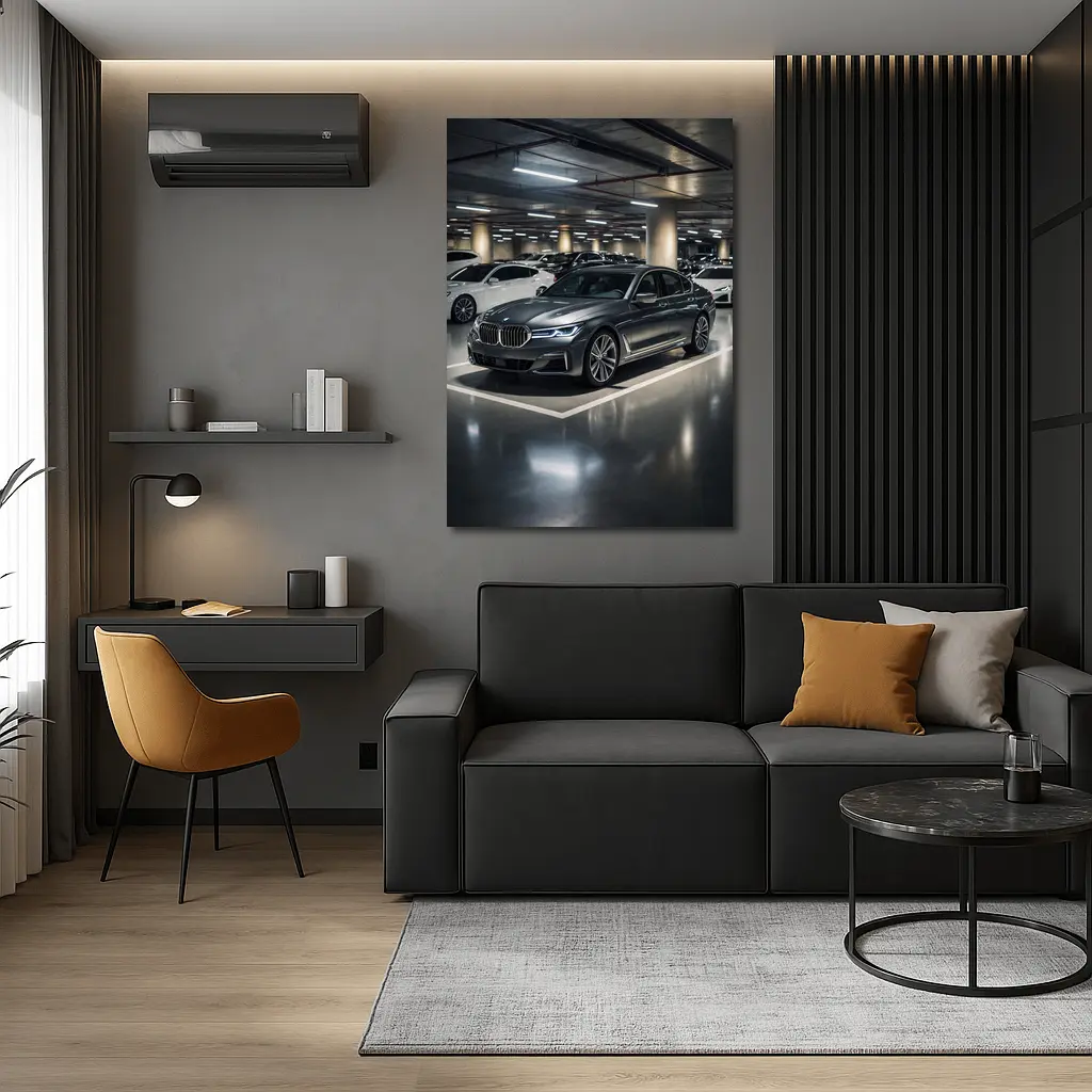BMW Seven Series Parked In Underground Garage – Wall Art