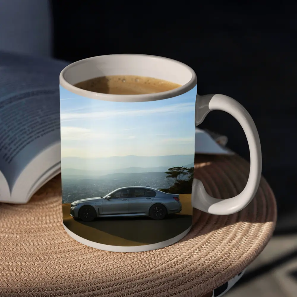 BMW 7 Series Silver Sedan Desert Overlook – Mugs