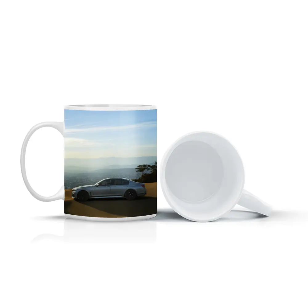 BMW 7 Series Silver Sedan Desert Overlook – Mugs