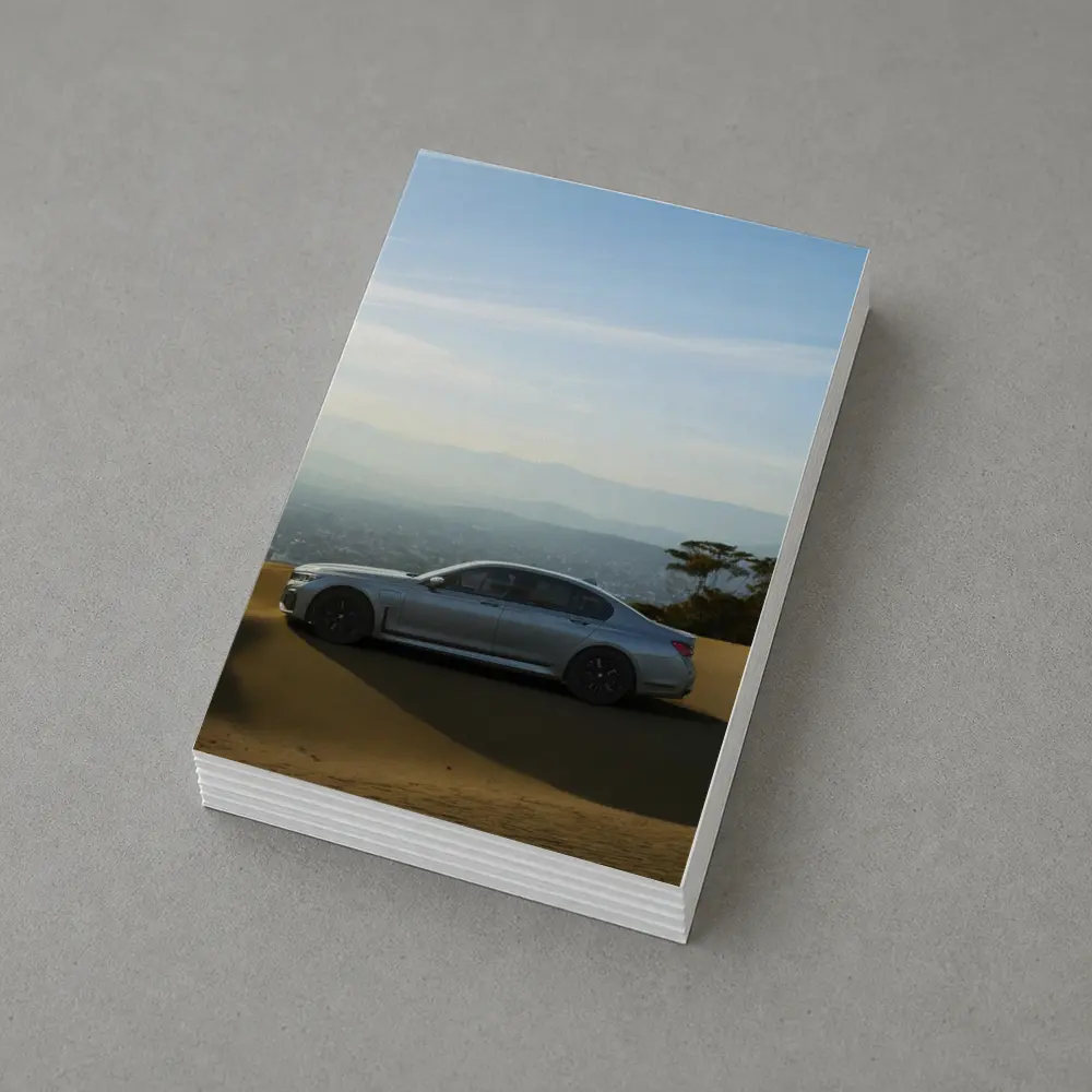 BMW 7 Series Silver Sedan Desert Overlook – Postcards