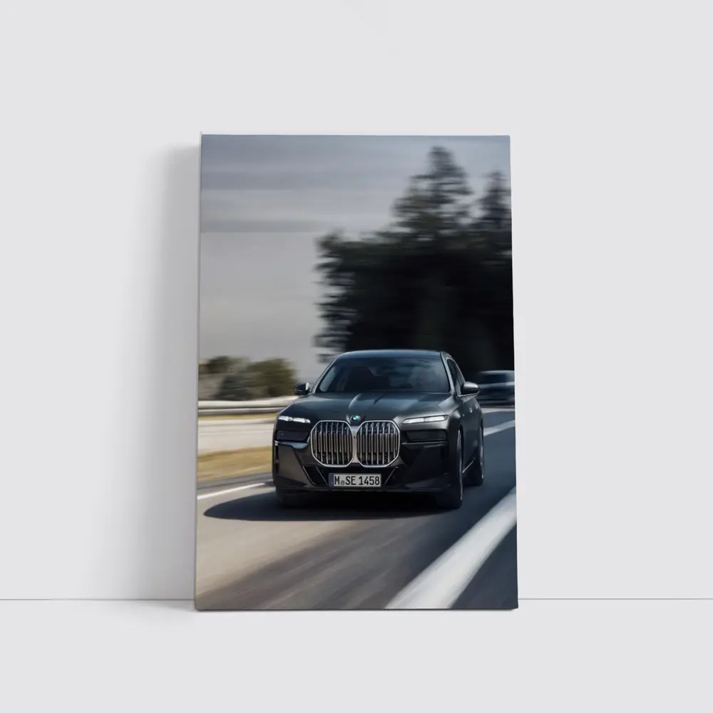 BMW 7 Series Black Sedan on Highway – Wall Art