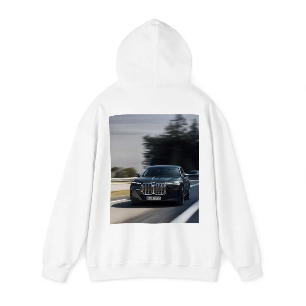 BMW 7 Series Black Sedan on Highway – Hoodies