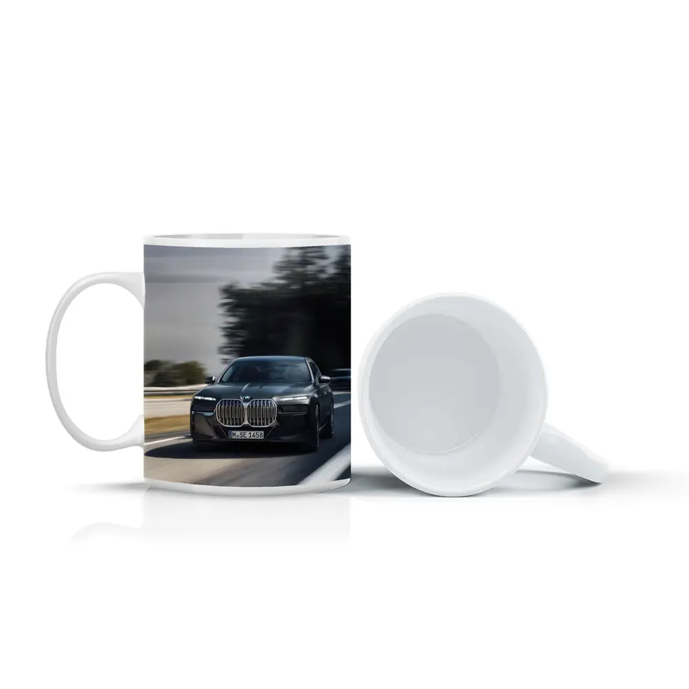 BMW 7 Series Black Sedan on Highway – Mugs