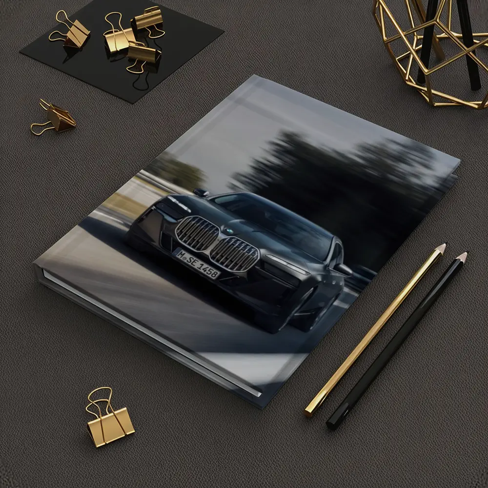 BMW 7 Series Black Sedan on Highway – Notebooks