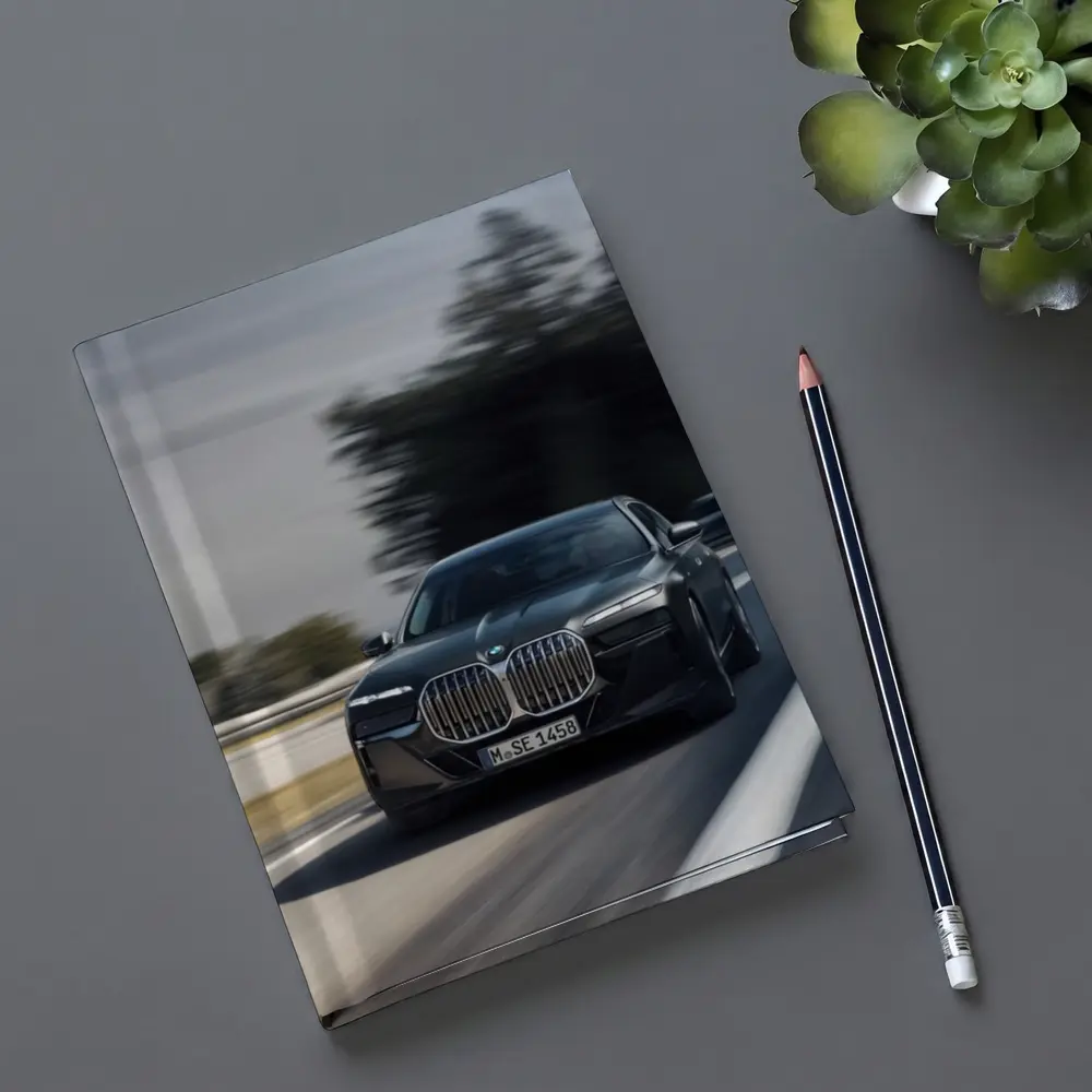 BMW 7 Series Black Sedan on Highway – Notebooks