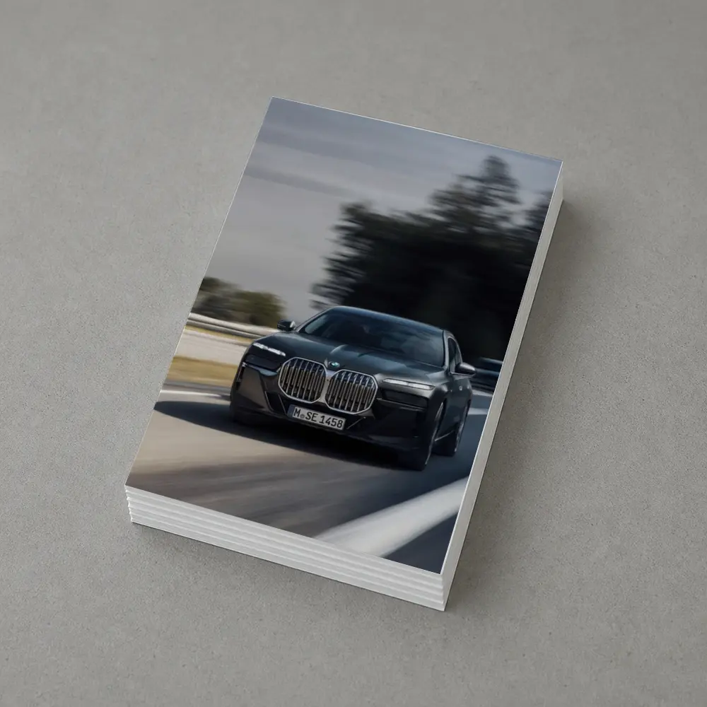 BMW 7 Series Black Sedan on Highway – Postcards