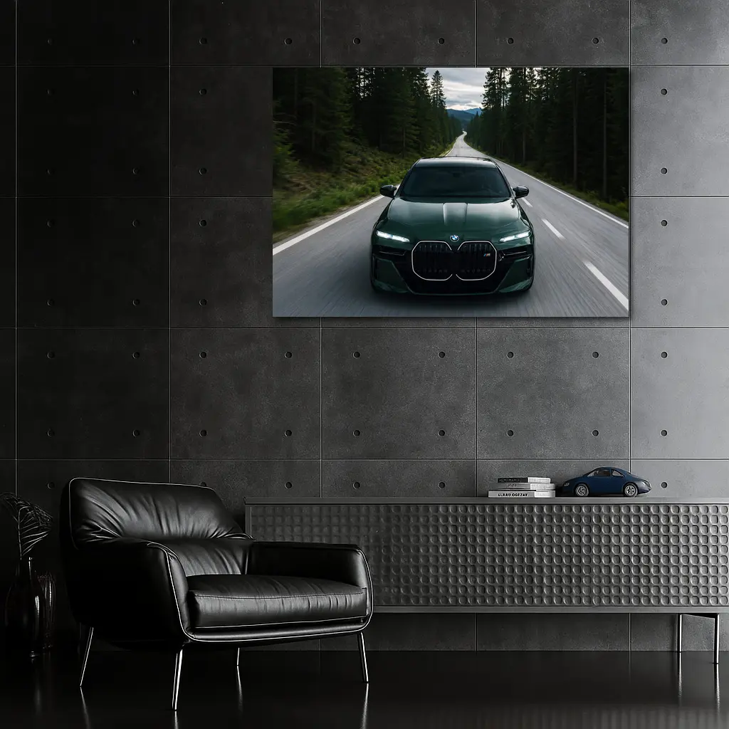BMW 7 Series Green Forest Road Drive – Wall Art