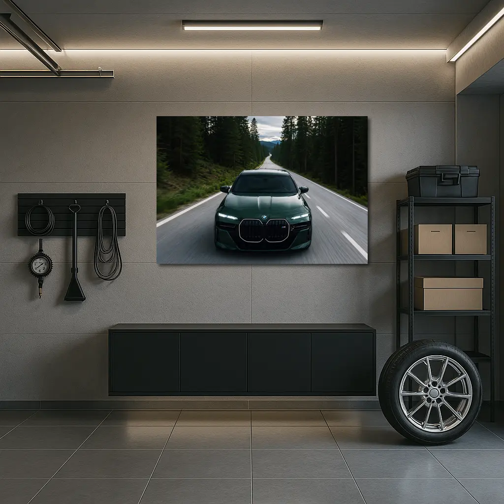 BMW 7 Series Green Forest Road Drive – Wall Art