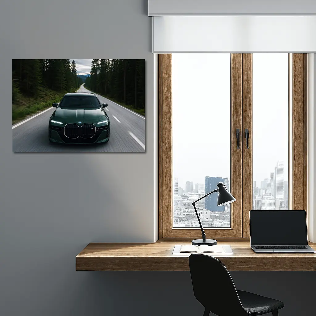 BMW 7 Series Green Forest Road Drive – Wall Art