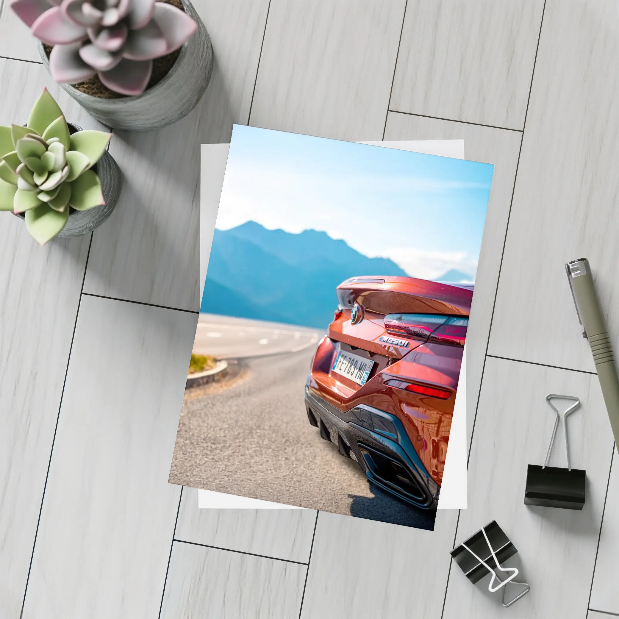 BMW M850i Rear Mountain Road View – Postcards