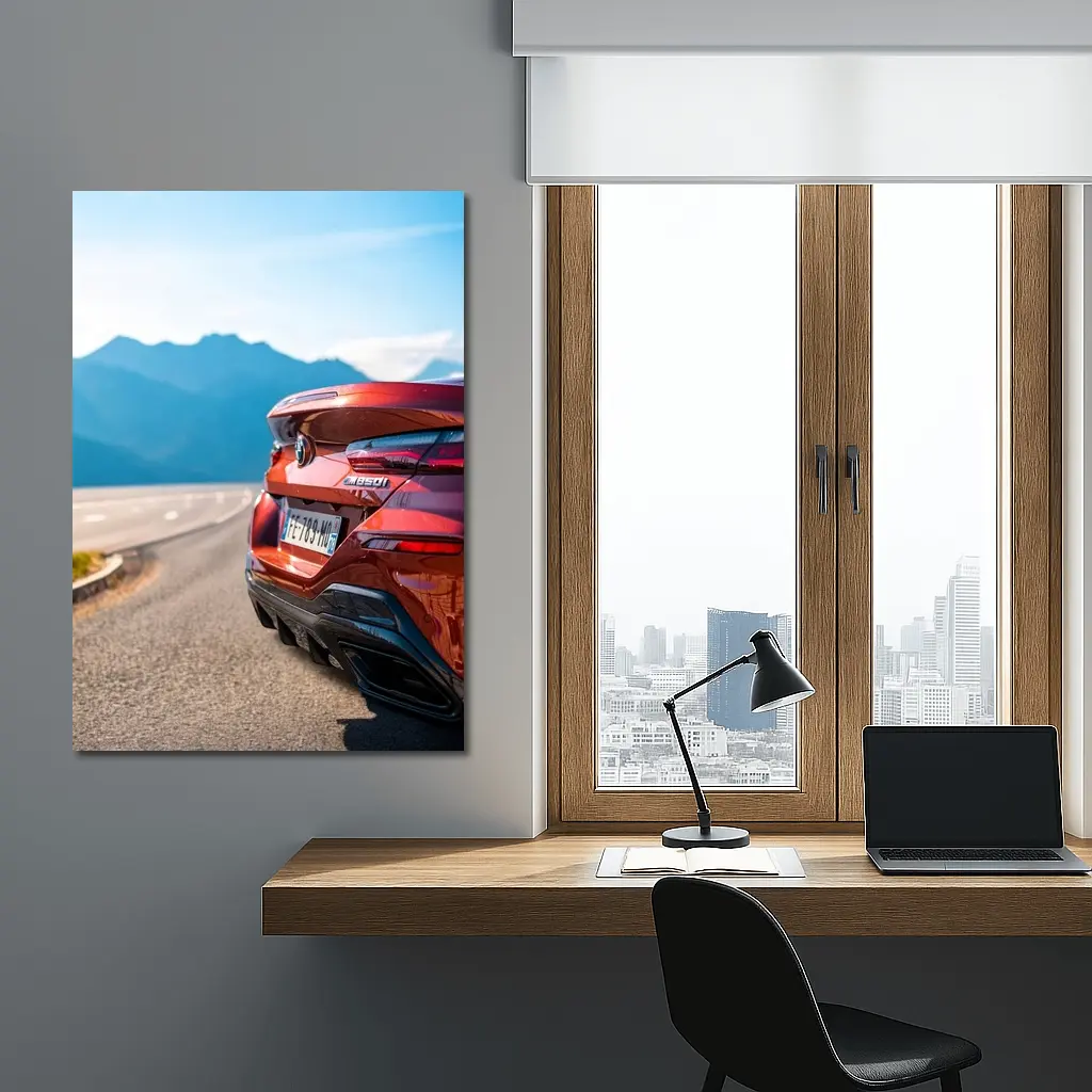 BMW M850i Rear Mountain Road View – Wall Art