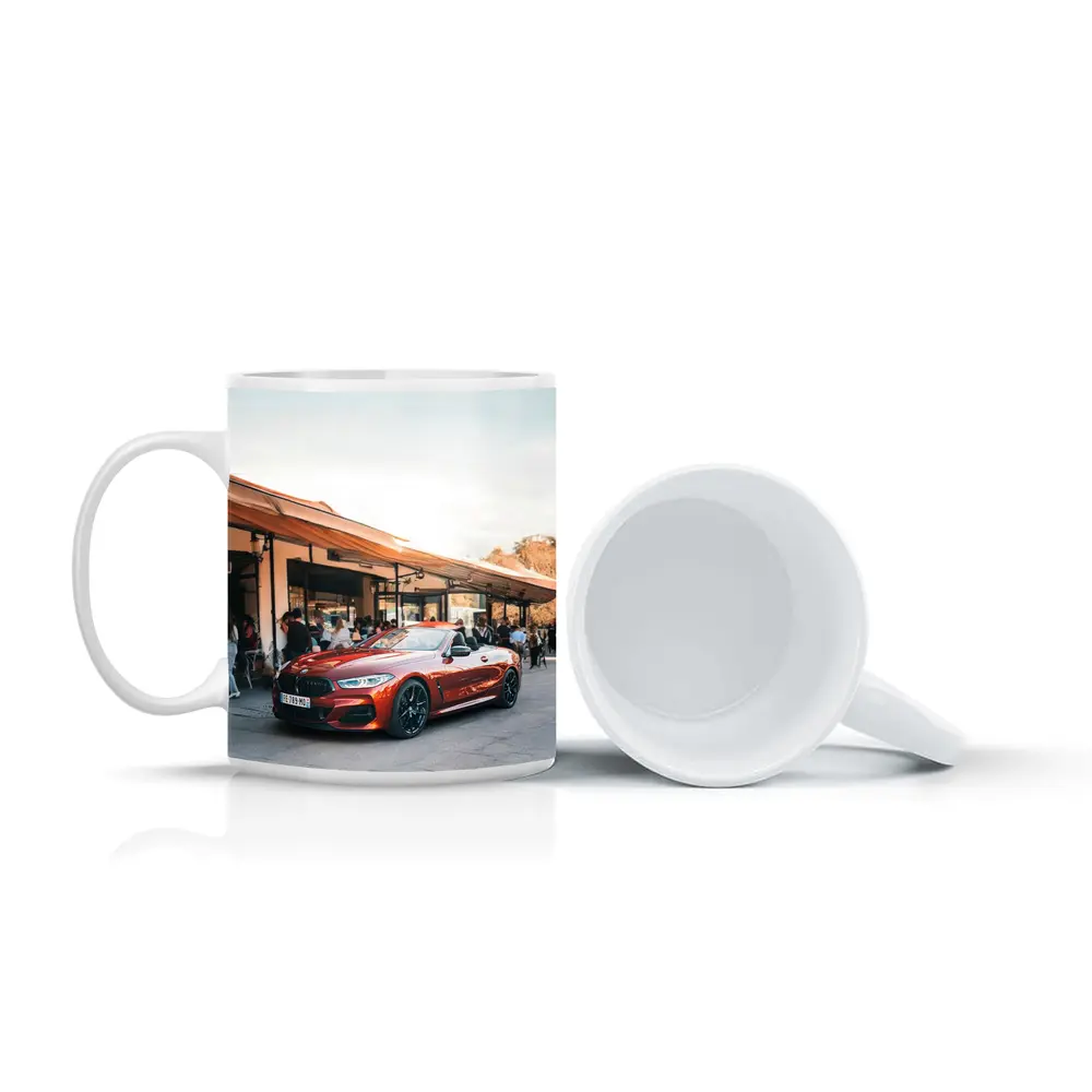 BMW M8 Convertible Parked Outside Cafe – Mugs