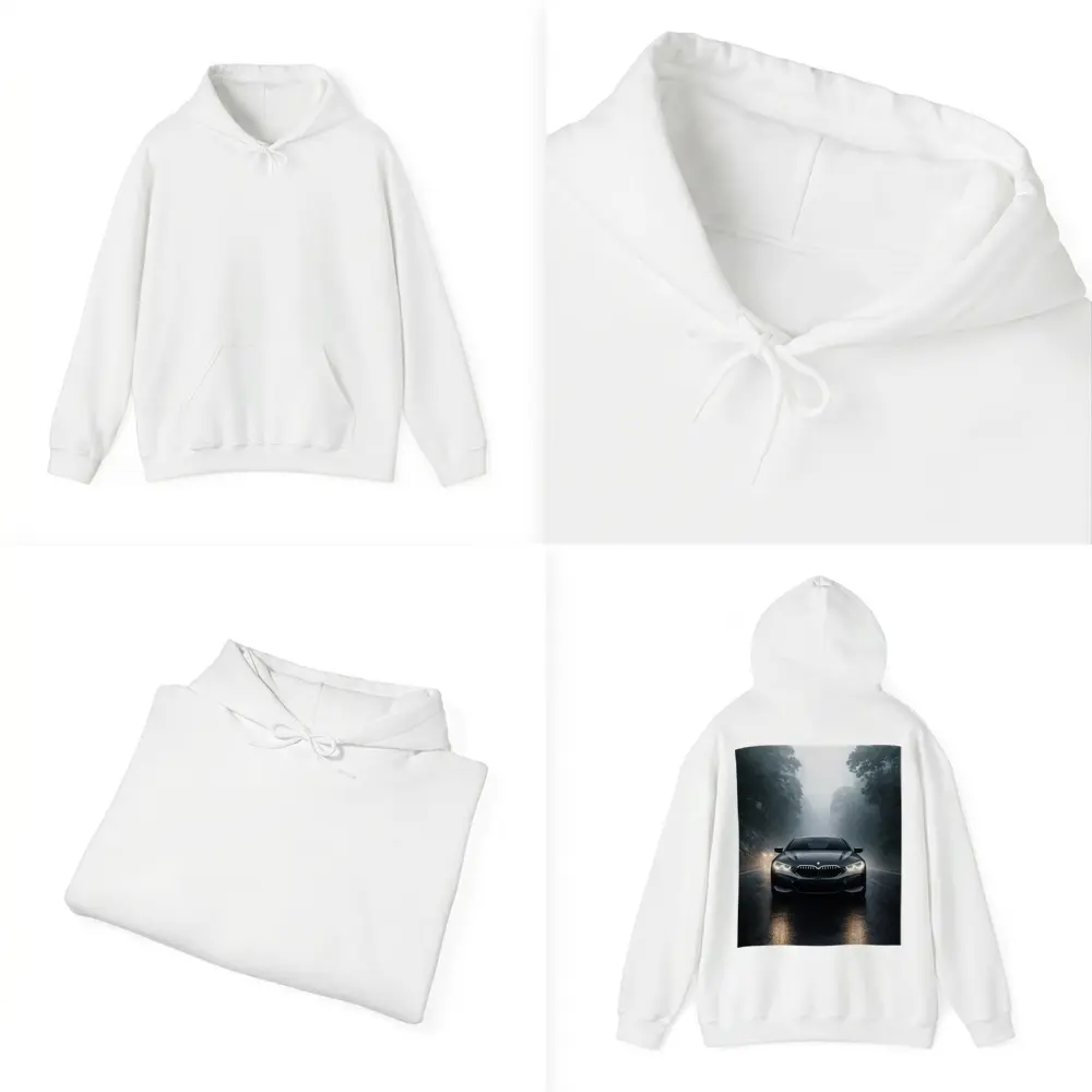 BMW 8 Series Front View Foggy Road – Hoodies