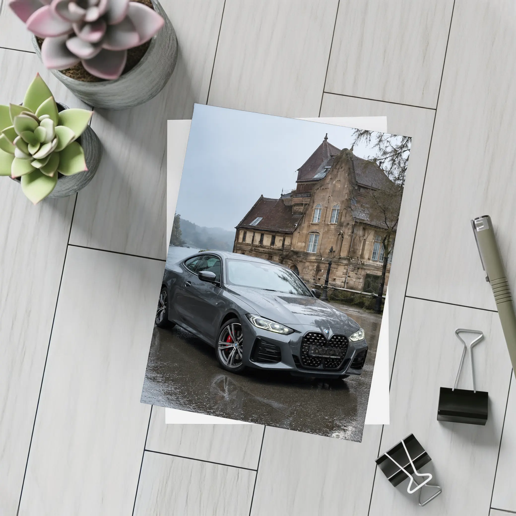 BMW 4 Series Coupe Rainy Castle Setting – Postcards