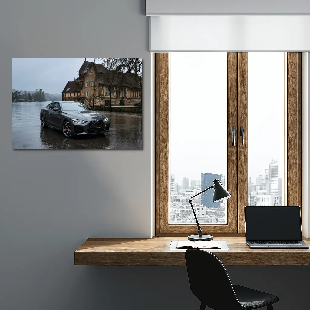 BMW 4 Series Coupe Rainy Castle Setting – Wall Art