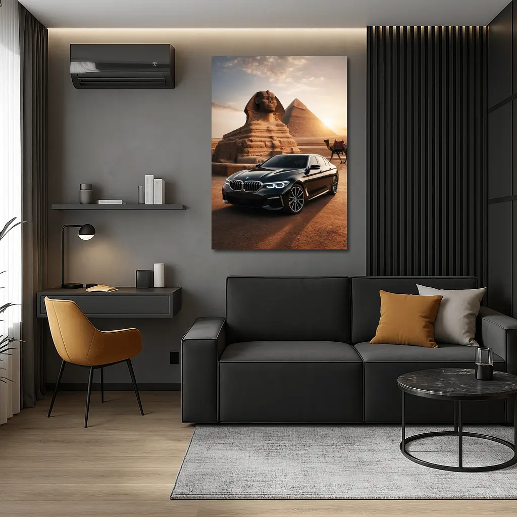 BMW 5 Series Black Egypt Pyramids Sphinx – Wall Art