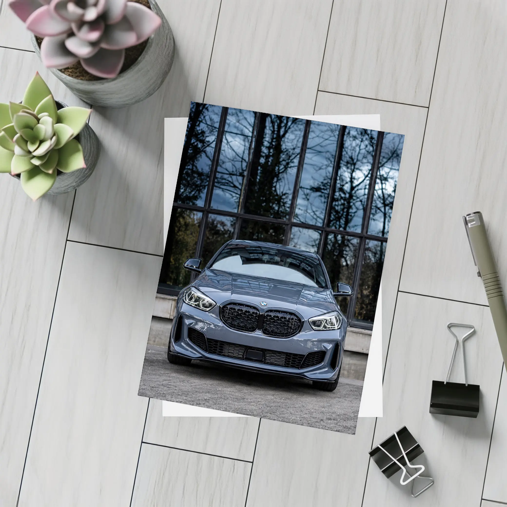 BMW M1 Front View Dark Stormy Background – Postcards