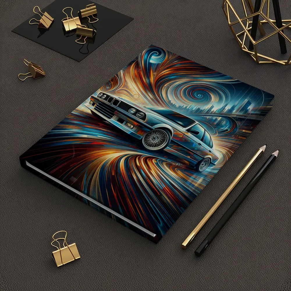 BMW E30 Swirling Abstract City Art – Notebooks