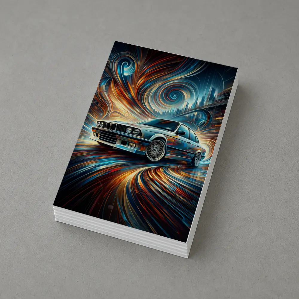 BMW E30 Swirling Abstract City Art – Postcards