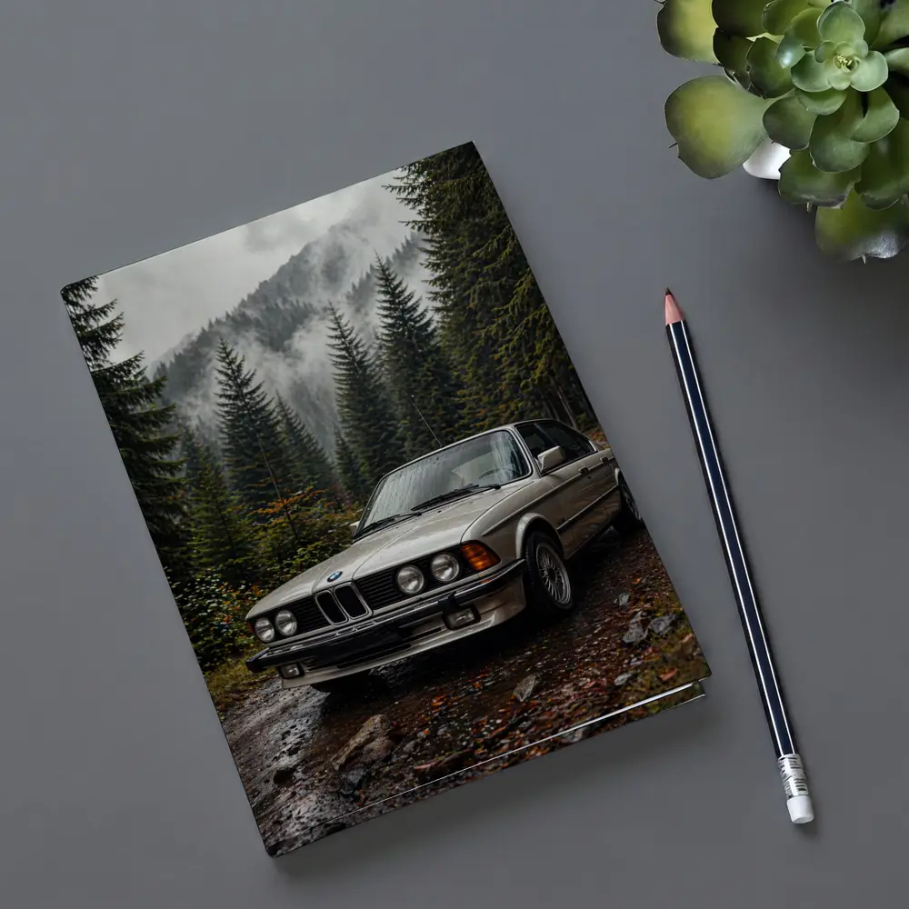 BMW E28 Classic Sedan Foggy Forest – Notebooks