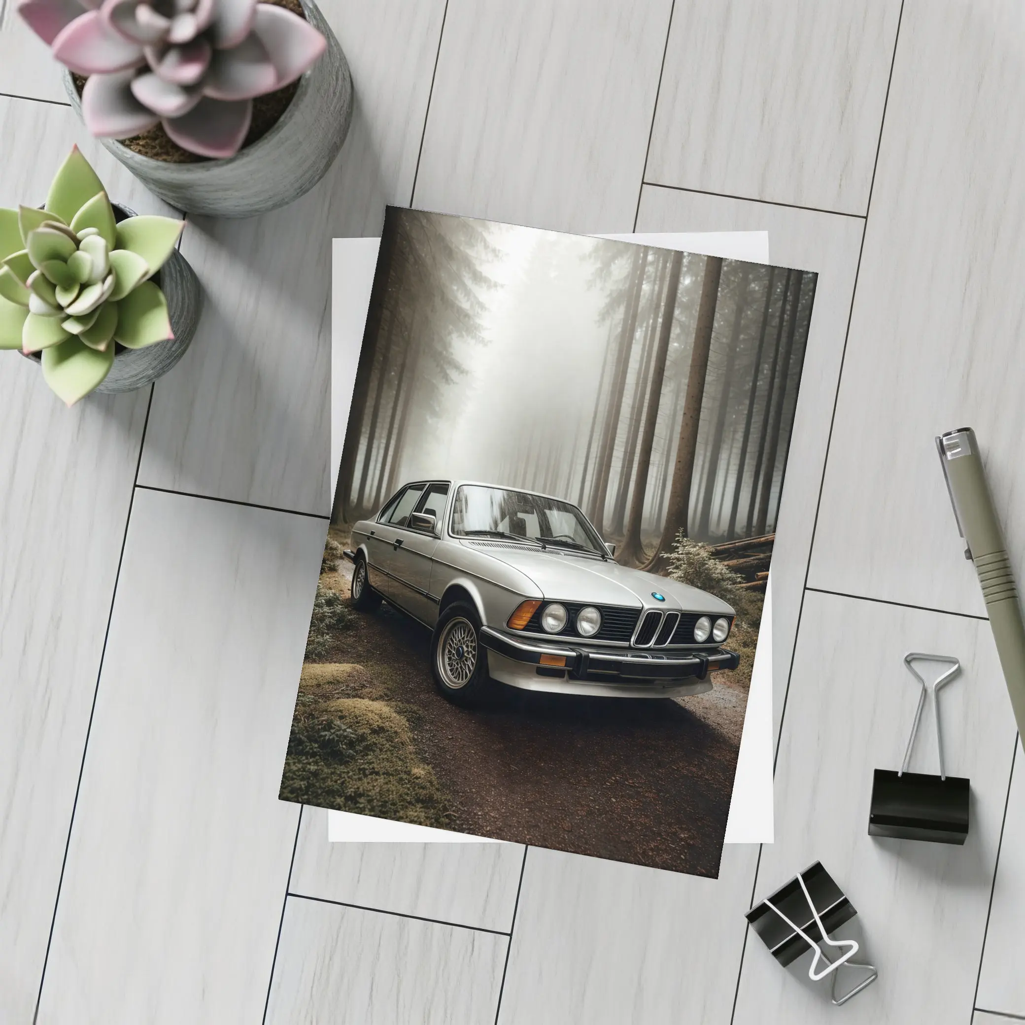 BMW E28 Classic Sedan Misty Forest – Postcards