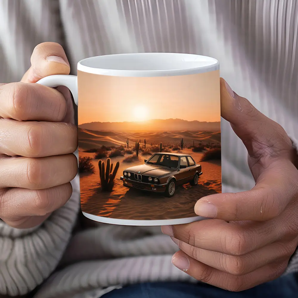 BMW E30 3 Series Desert Sunset Scene – Mugs