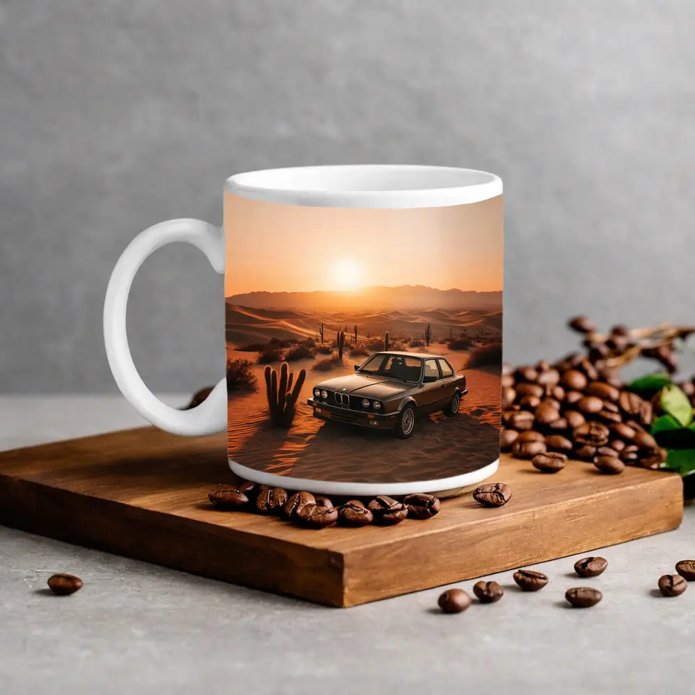 BMW E30 3 Series Desert Sunset Scene – Mugs