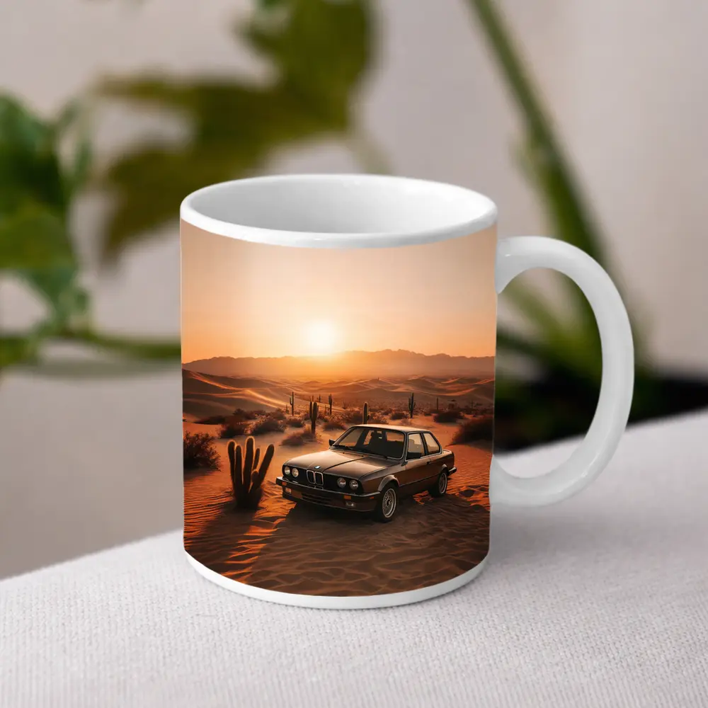 BMW E30 3 Series Desert Sunset Scene – Mugs