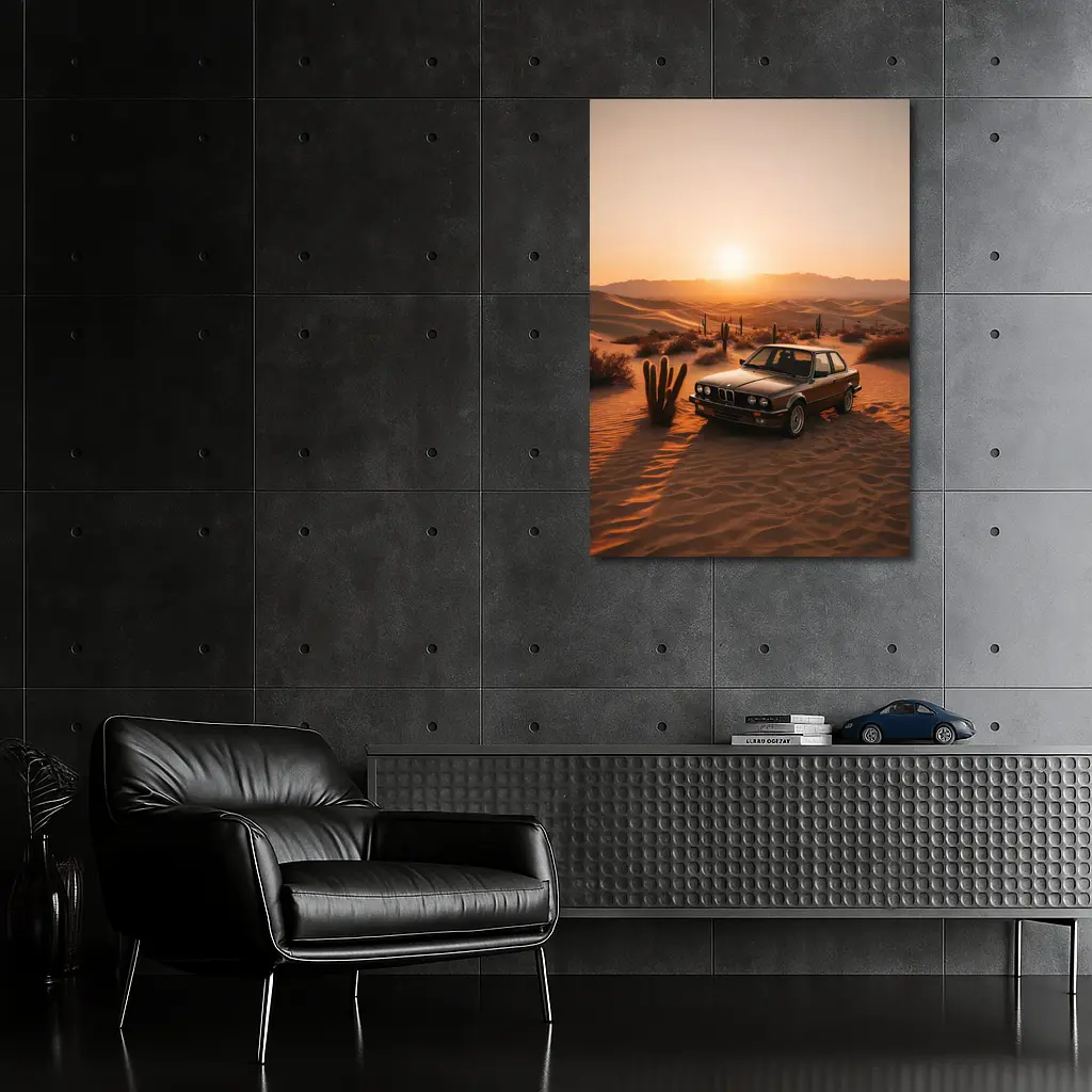 BMW E30 3 Series Desert Sunset Scene – Wall Art