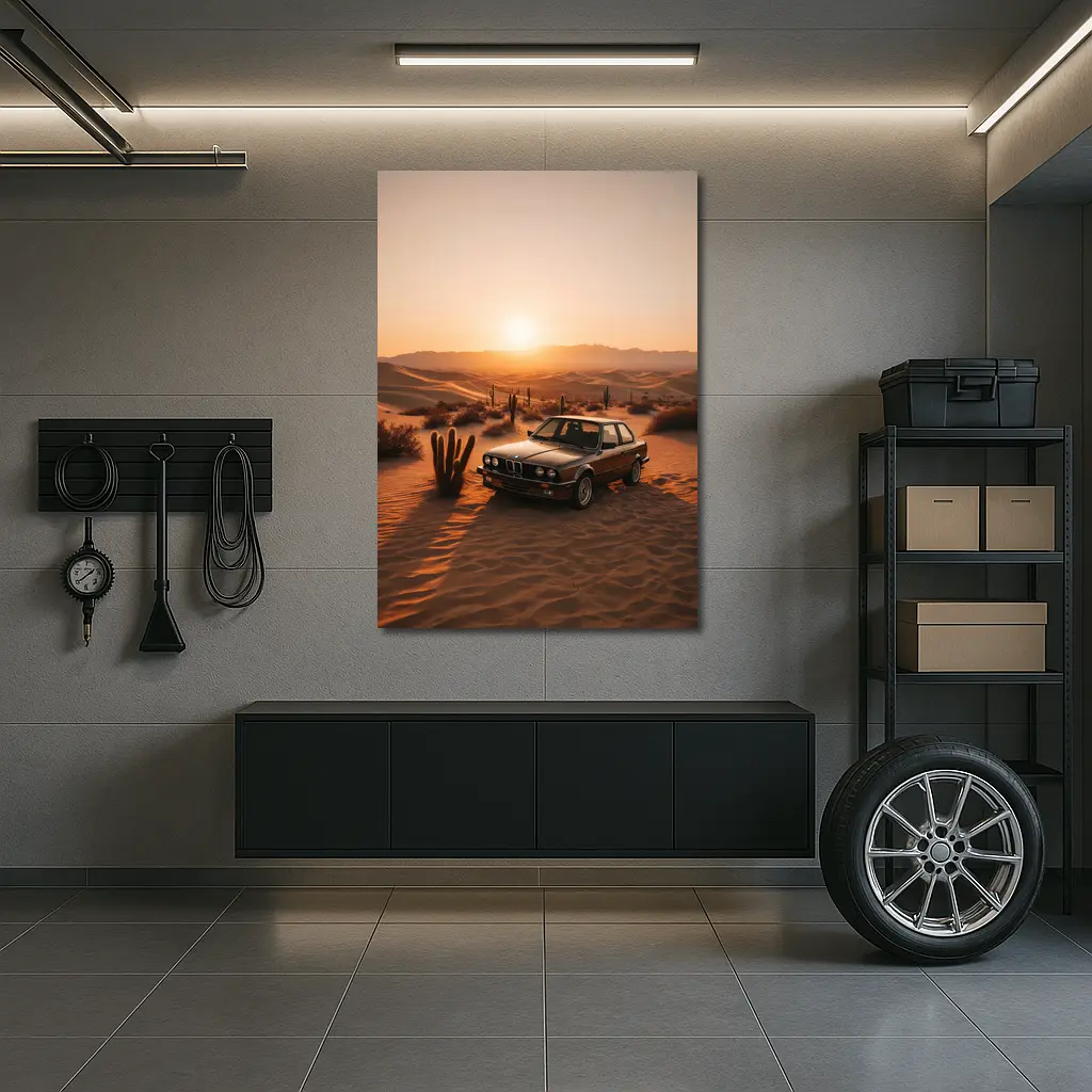BMW E30 3 Series Desert Sunset Scene – Wall Art