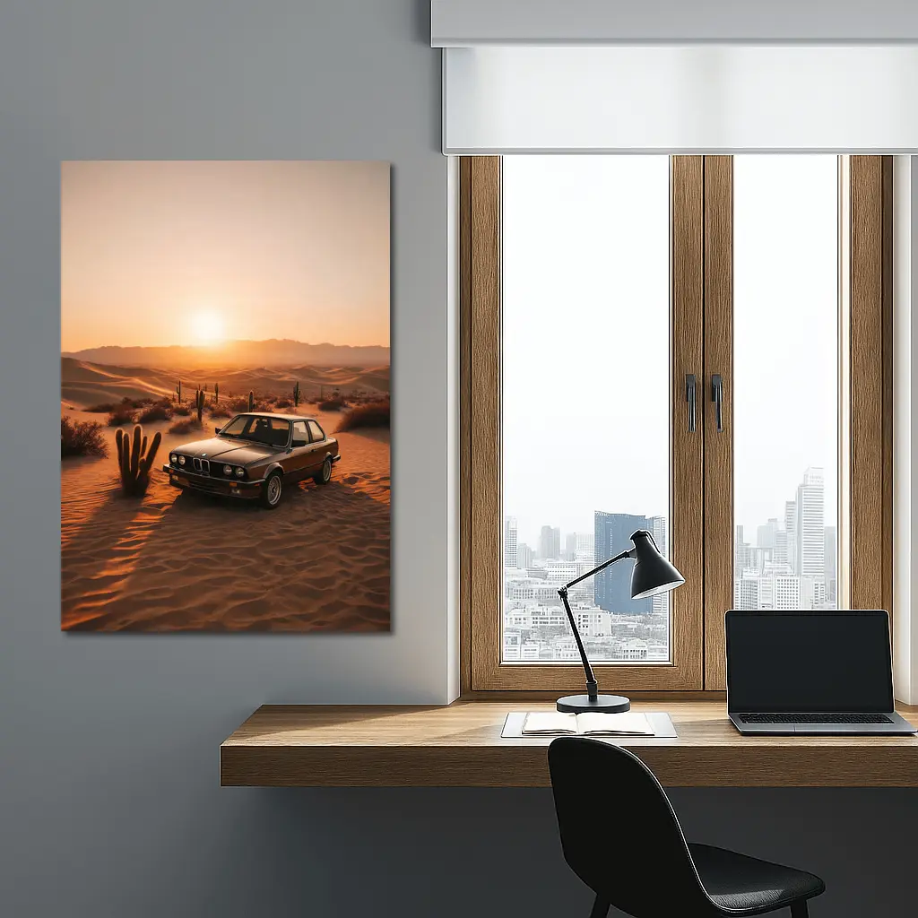 BMW E30 3 Series Desert Sunset Scene – Wall Art