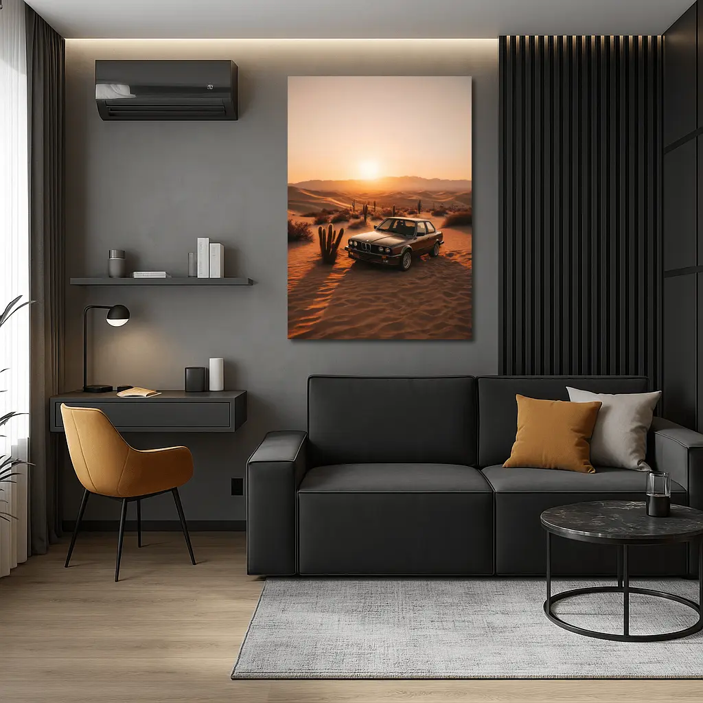 BMW E30 3 Series Desert Sunset Scene – Wall Art