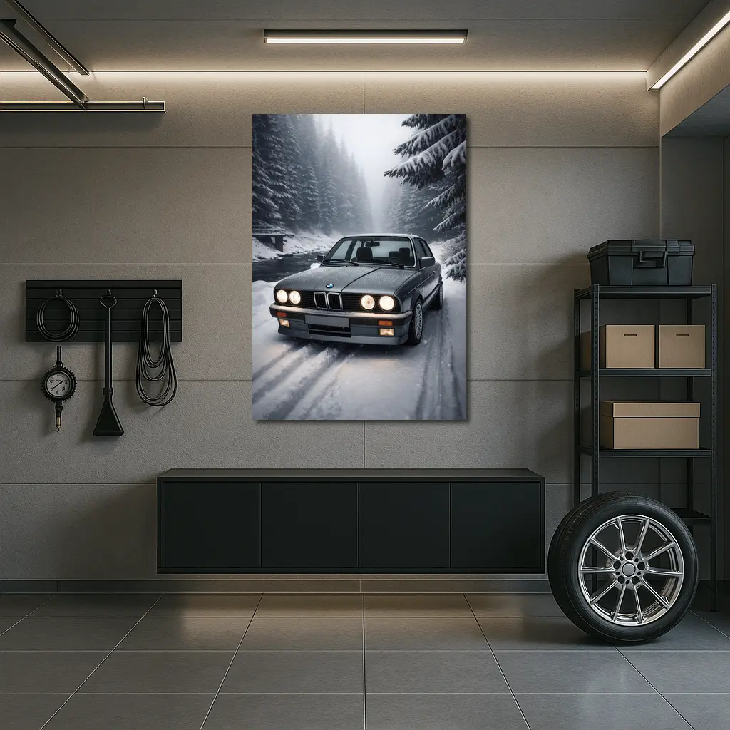 BMW E30 3 Series Snowy Forest Road – Wall Art