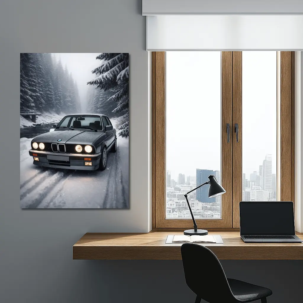 BMW E30 3 Series Snowy Forest Road – Wall Art